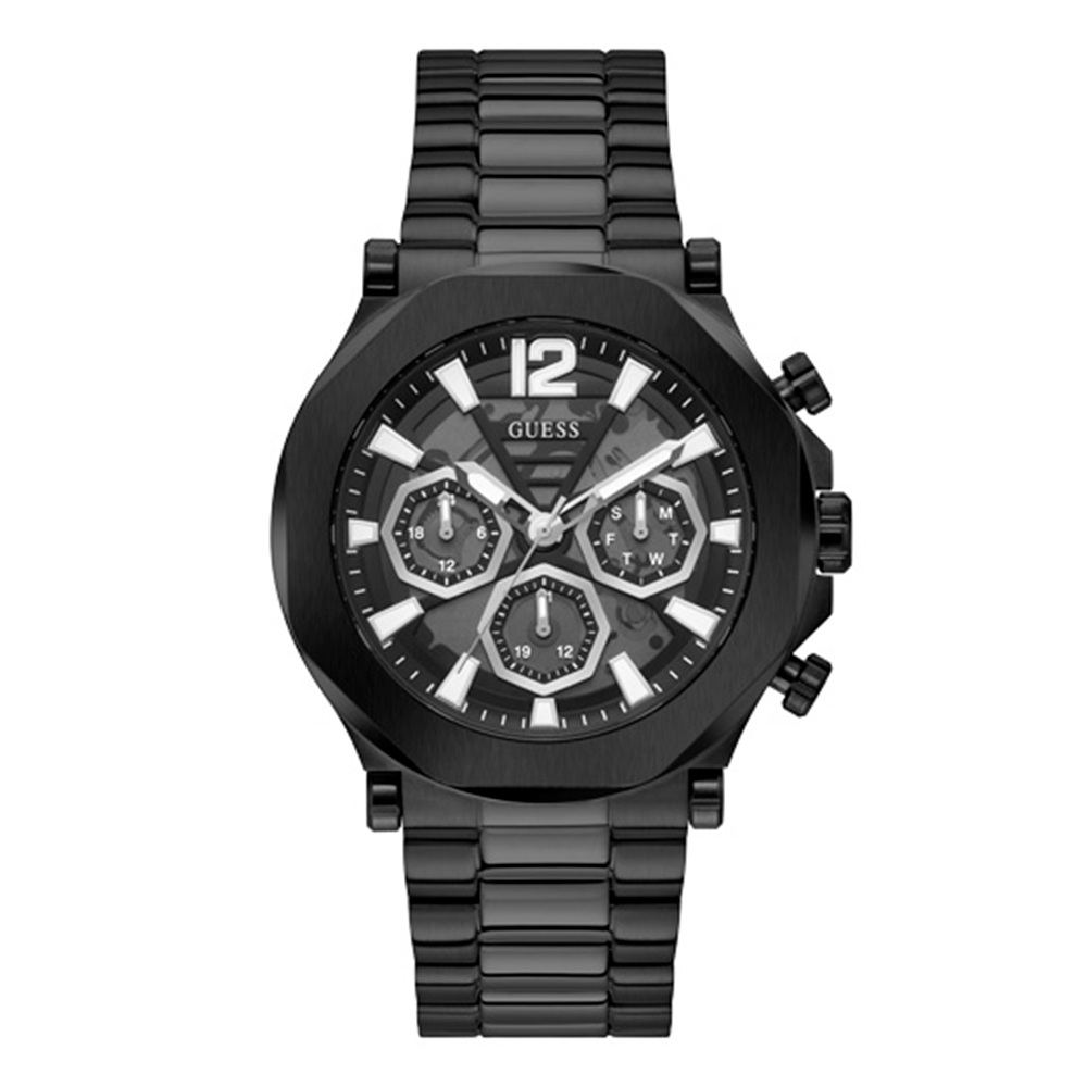 GUESS Orologio Da Uomo GW0389G1 - Quadrante Argentato, Cassa In Acciaio, Movimento Al Quarzo, Vetro Minerale, 3 ATM